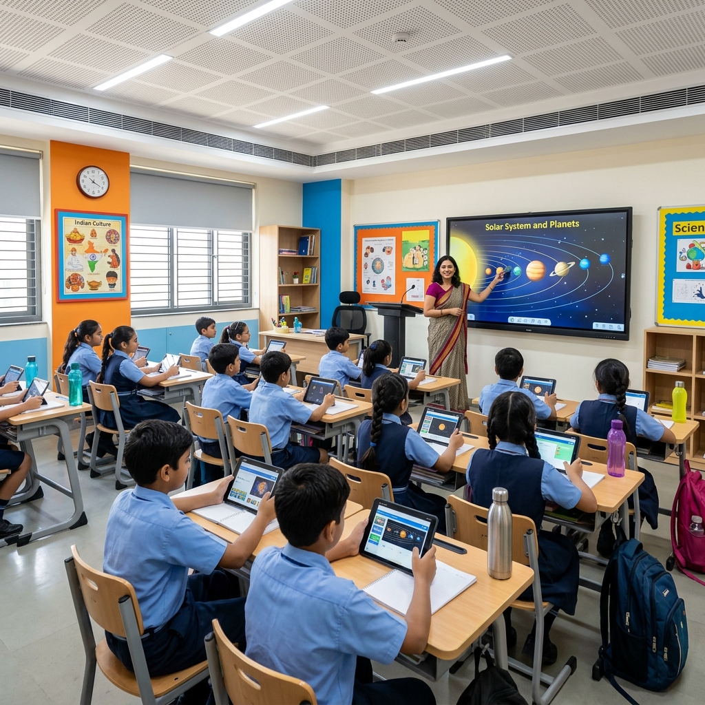 Digital classroom with smart boards and interactive technology